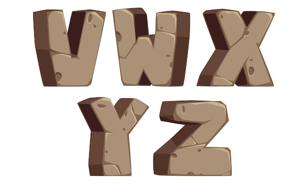 Vector stone alphabets v, w, x, y, z