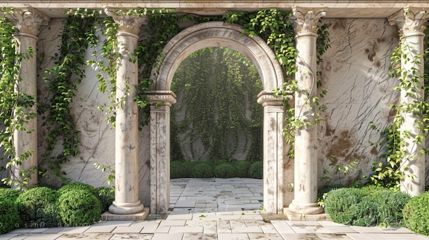 Vector a stone archway with a number of vines on it