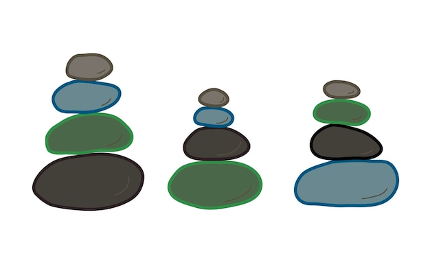 Вектор Каменный баланс дзен очертания логотипов камней логотип спа-массажа цветные значки каракулей гармония релаксации