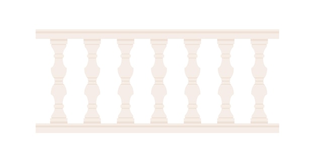 Stone balustrade with balusters for fencing Palace fence Balcony handrail with pillars Decorative railing Castle architecture element Flat vector illustration isolated on white background