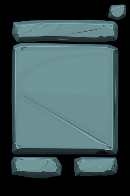 Vector stone banner panel, old gray user interface.