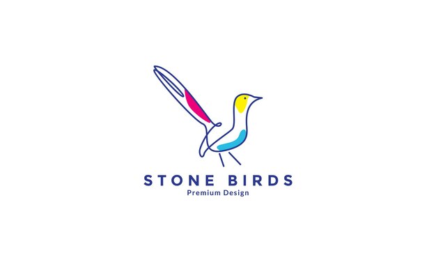 stone birds lines art colorful logo design vector symbol icon illustration