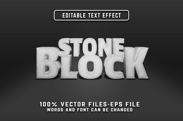 Stone block 3d realistic eps text effect