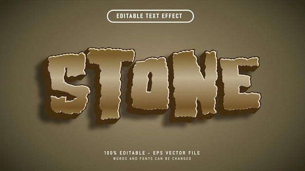 Vector stone cartoon text style 3d editable text effect