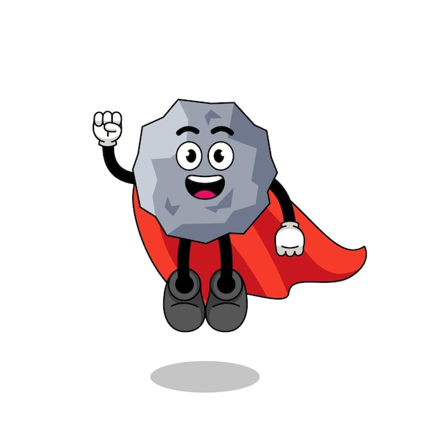 Premium Vector | Stone cartoon with flying superhero