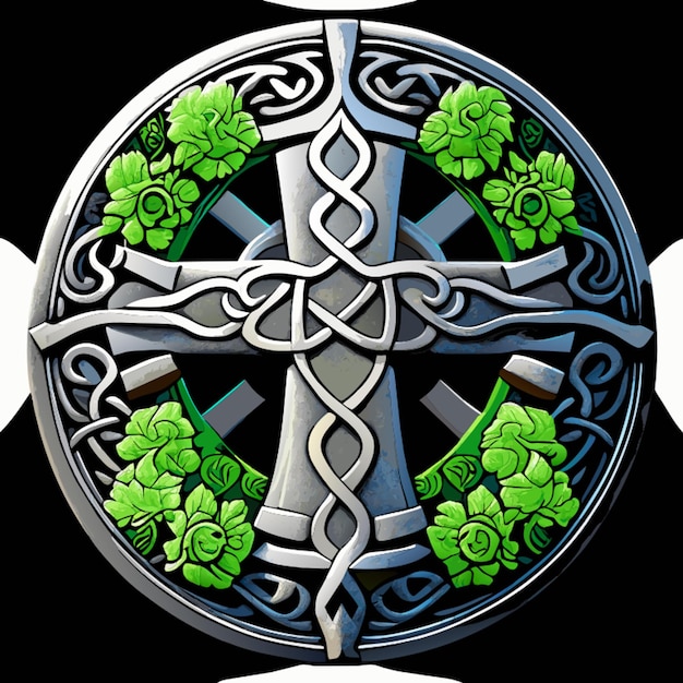 stone carved celtic cross vector illustration