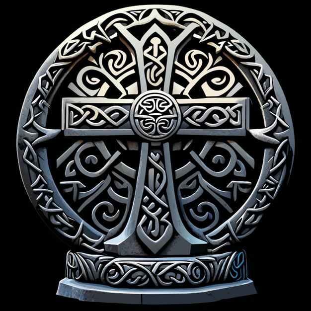 Вектор Вырезанный из камня кельтский крест векторная иллюстрация