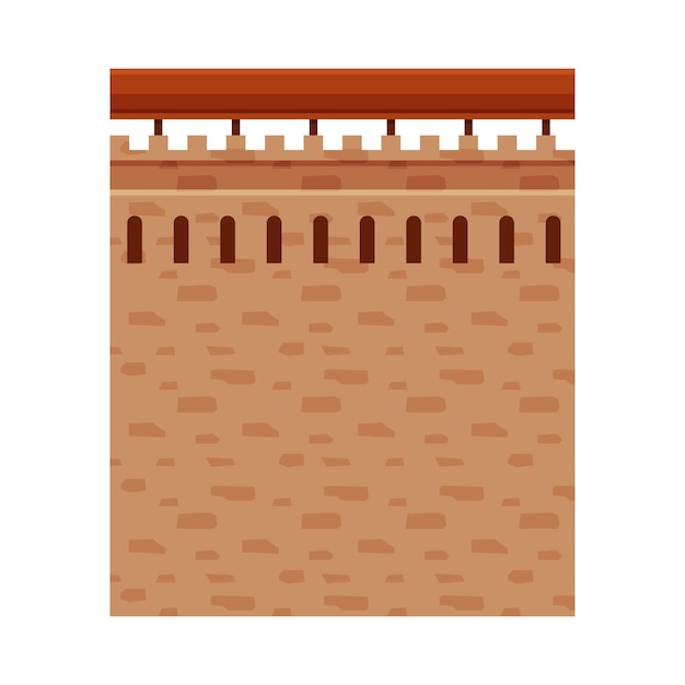 Stone castle wall element of ancient medieval fortress vector illustration