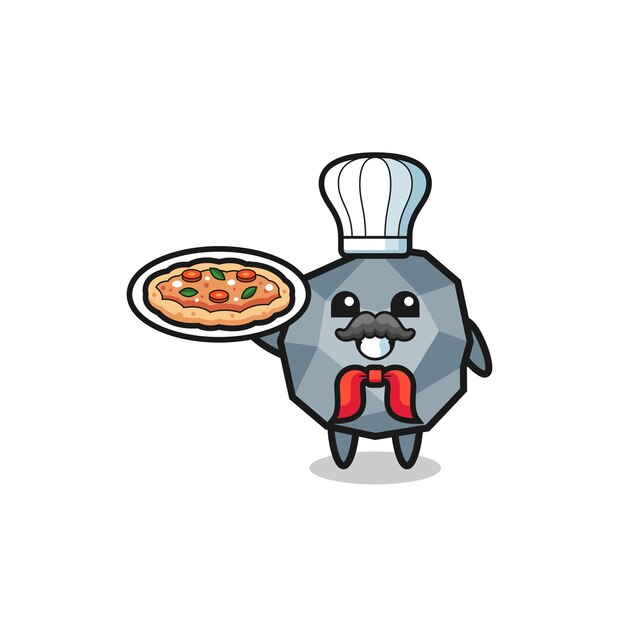 Stone character as Italian chef mascot