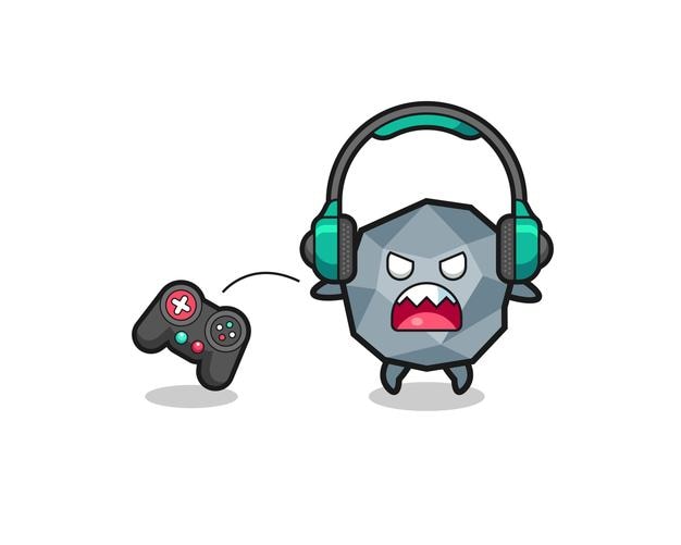 Stone gamer-mascotte is boos