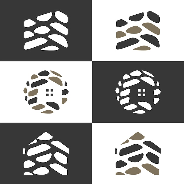 Stone house set logo design. creative home symbol vector illustration