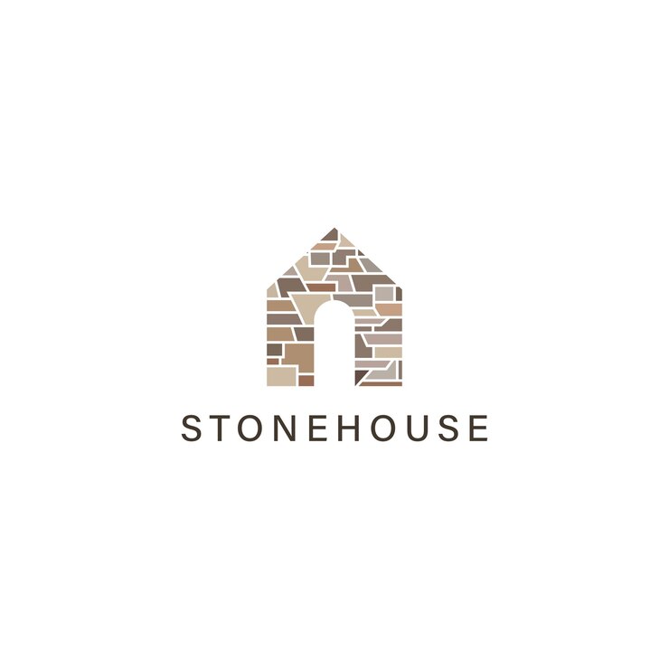 Vector stone house vector logo design illustration