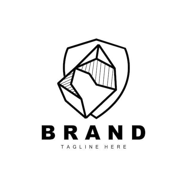 Stone Logo Gem Line Stone Design Diamond Crystal Eenvoudig Elegant Productmerk Vector Natuursteen Icoon