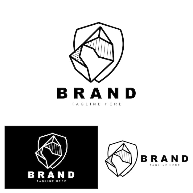 Stone Logo Gem Line Stone Design Diamond Crystal Eenvoudig Elegant Productmerk Vector Natuursteen Icoon