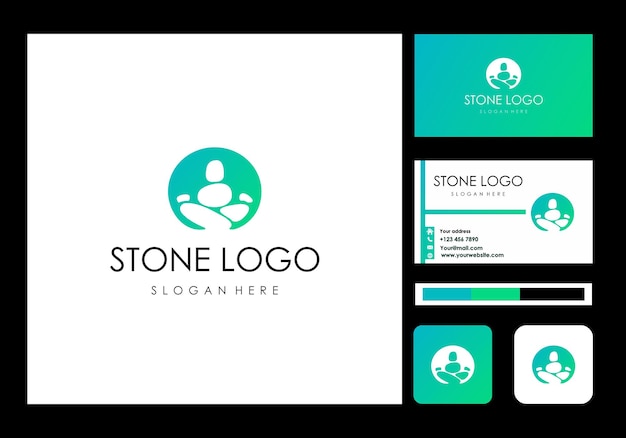 Stone logo simple and business card icon