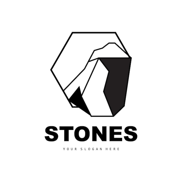 Stone logo vector stone modern with geometry line style design for aesthetic decoration brand modern product simple icon abstract aesthetic geometry line