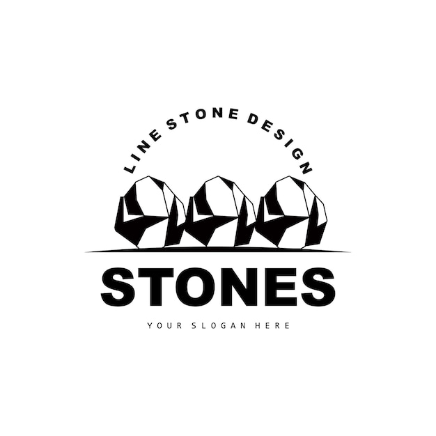 Stone Logo Vector Stone Modern With Geometry Line Style Design For Aesthetic Decoration Brand Modern Product Simple Icon Abstract Aesthetic Geometry Line