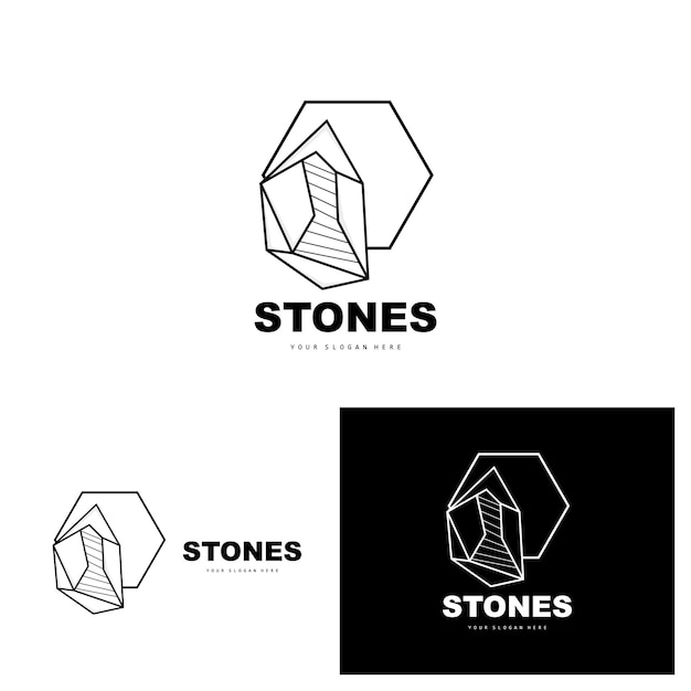 Stone Logo Vector Stone Modern With Geometry Line Style Design For Aesthetic Decoration Brand Modern Product Simple Icon Abstract Aesthetic Geometry Line