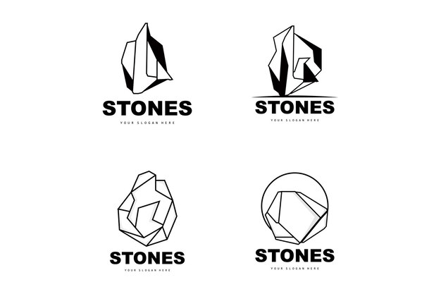 Stone Logo Vector Stone Modern With Geometry Line Style Design For Aesthetic Decoration Brand Modern Product Simple Icon Abstract Aesthetic Geometry Line