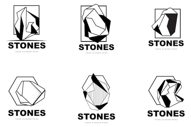 Stone Logo Vector Stone Modern With Geometry Line Style Design For Aesthetic Decoration Brand Modern Product Simple Icon Abstract Aesthetic Geometry Line