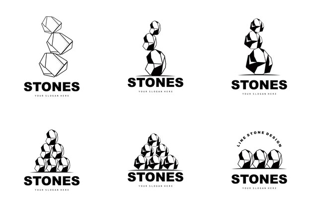 Stone Logo Vector Stone Modern With Geometry Line Style Design For Aesthetic Decoration Brand Modern Product Simple Icon Abstract Aesthetic Geometry Line