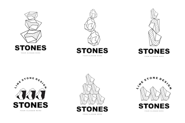 Stone Logo Vector Stone Modern With Geometry Line Style Design For Aesthetic Decoration Brand Modern Product Simple Icon Abstract Aesthetic Geometry Line