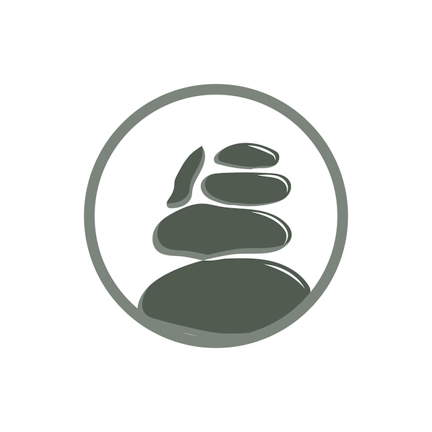 Vettore stone logo vector zen meditation stone balance tranquility yoga minimalista design semplice