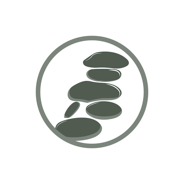 Stone Logo Vector Zen Meditation Stone Balance Tranquility Yoga Minimalist Simple Design