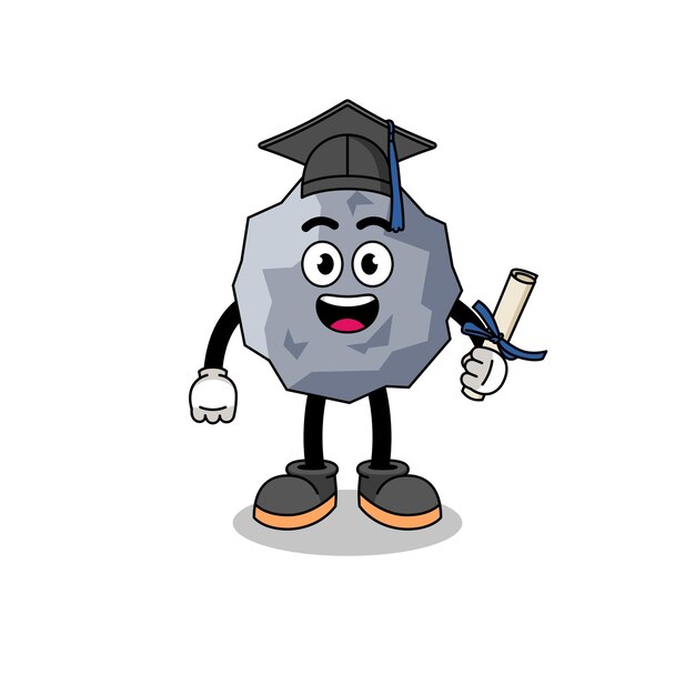 Stone mascot with graduation pose
