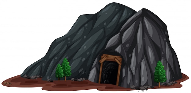 A stone mine on white background