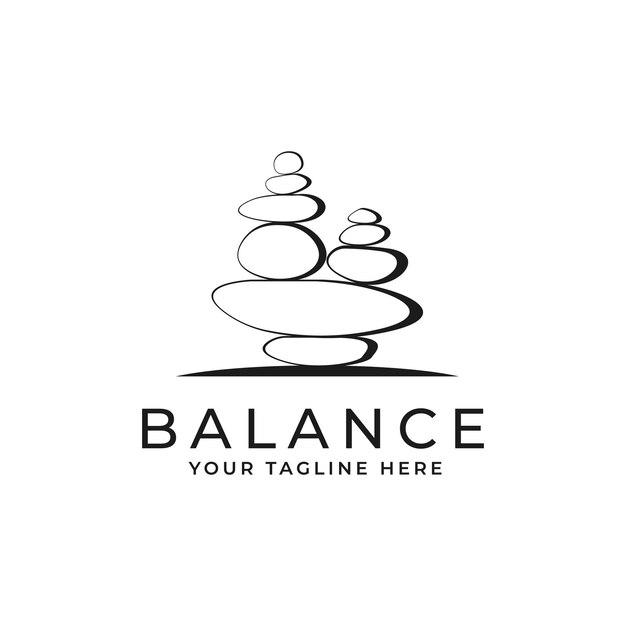 Vector stone rock balancing logo spa wellness vector emblem illustration design