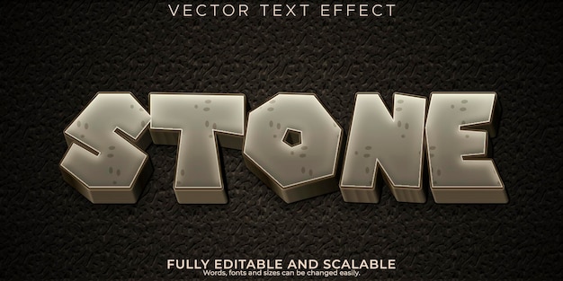 Vector stone text effect editable rock and crack text style