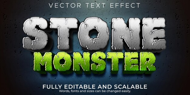 Stone text effect, editable rock and monster text style