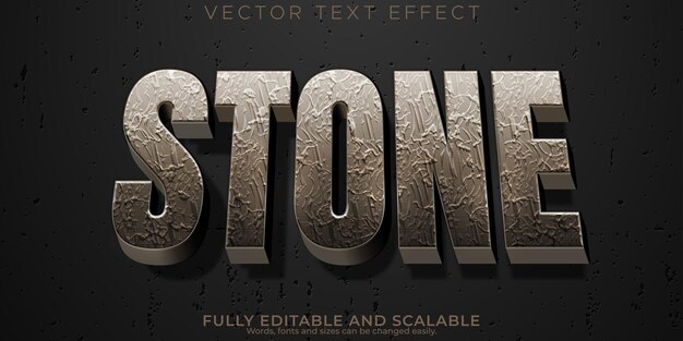 Vector stone text effect editable rock and mountain text style