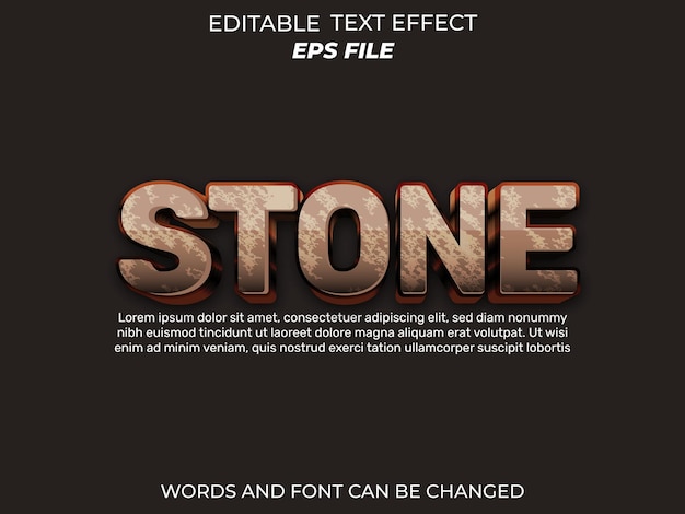 Vector stone text effect font editable typography 3d text vector template