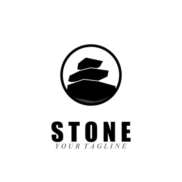 Progettazione del modello dell'illustrazione dell'icona del logo del vettore di pietra