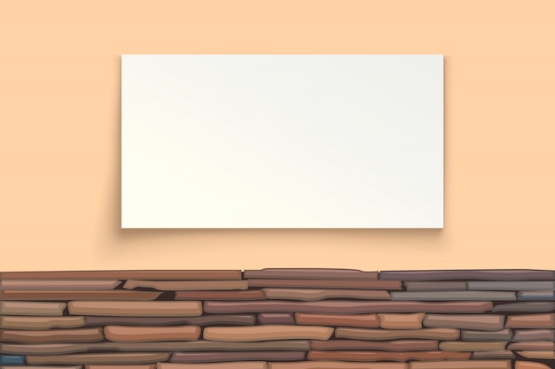 Vector stone wall with paper board