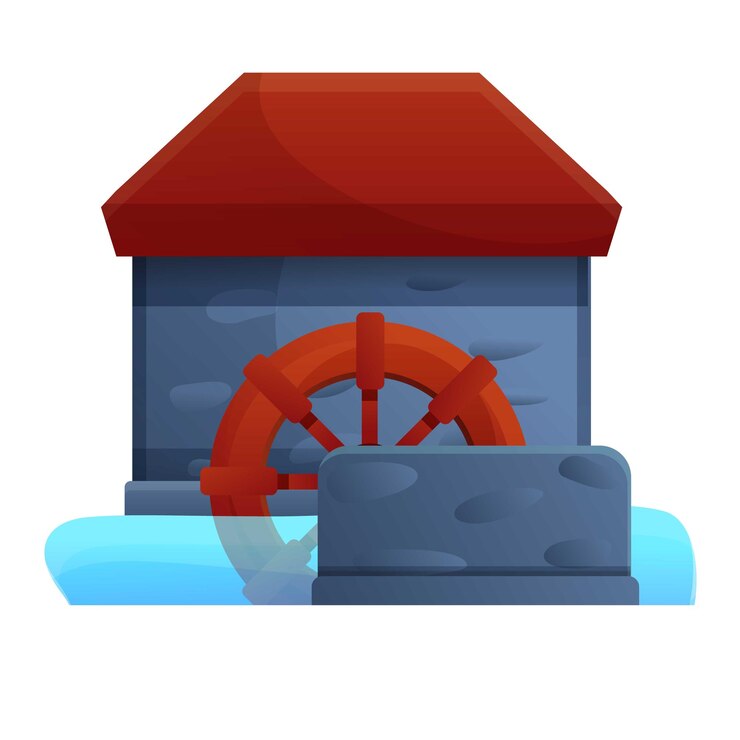 Vector stone water mill icon cartoon of stone water mill vector icon for web design isolated on white background