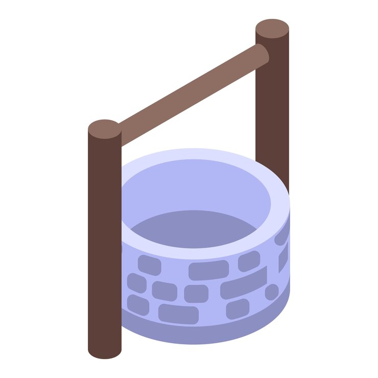 Vector stone well icon isometric of stone well vector icon for web design isolated on white background