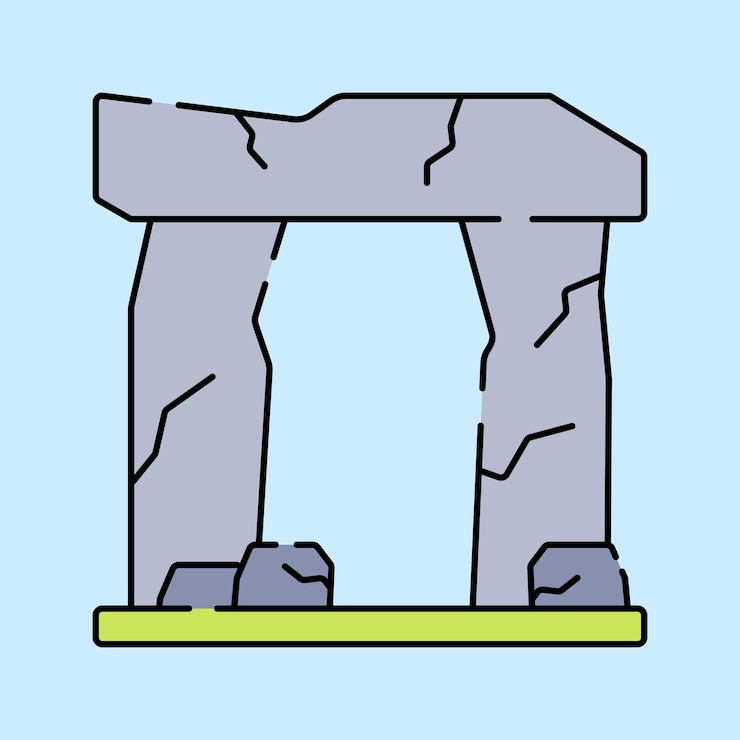 Vector stonehenge flat design style grey stone monument symbolizing ancient history