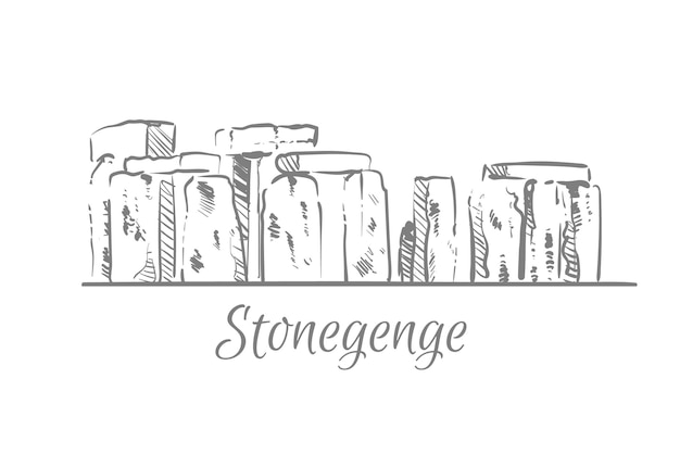 Schizzo del paesaggio di stonehenge disegnato a mano