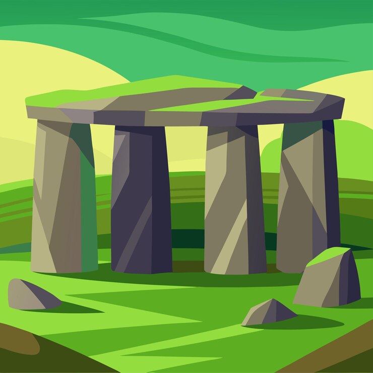Vector stonehenge stones clipart vector art and illustration