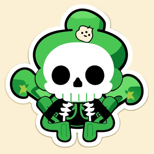 Stoner skull hand drawn cartoon sticker icon concept isolated illustration