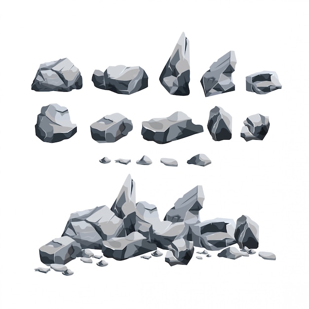 Vector stones set in cartoon style