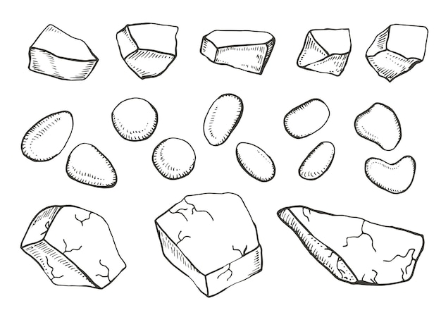 Stones sketches set vector