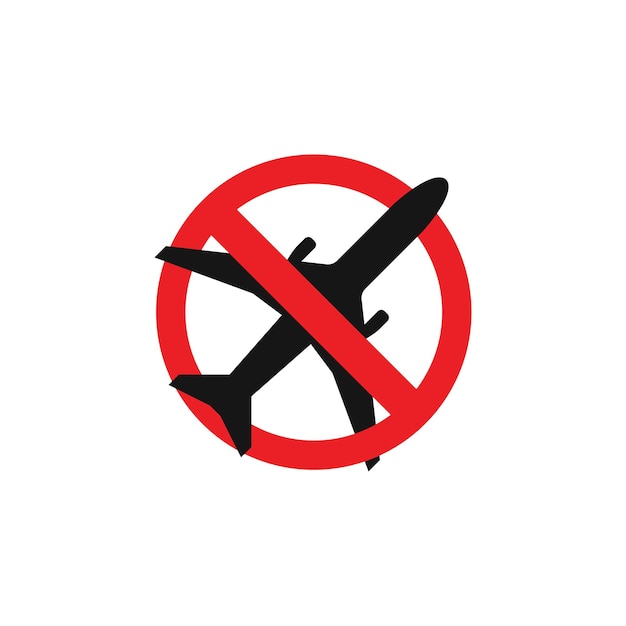 Значок "Остановить авиаперелет" в плоском стиле Изолированный векторный знак