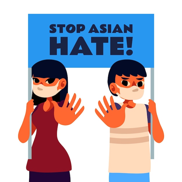 Stop asian hate flat illustration