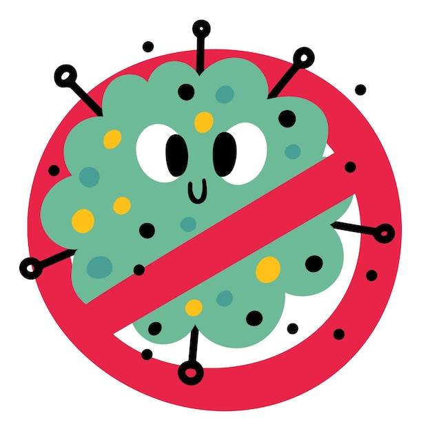 Vector stop bacteria sign no disease funny symbol