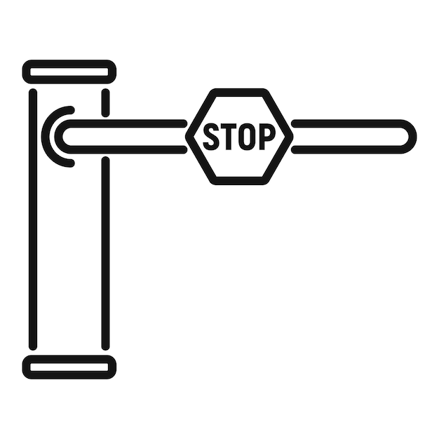 Vector stop barrier icon outline vector safety traffic railway sign