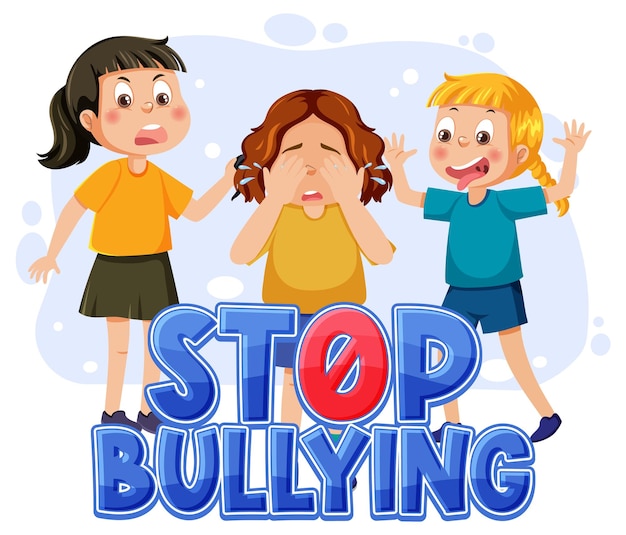 Stop Bullying text with cartoon character